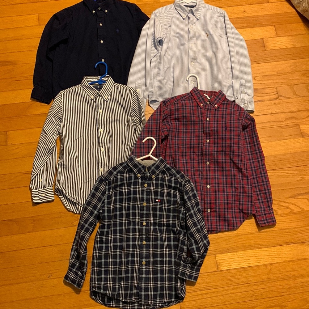 4 Ralph Lauren & 1 Hilfiger Shirt Bundle Size 7